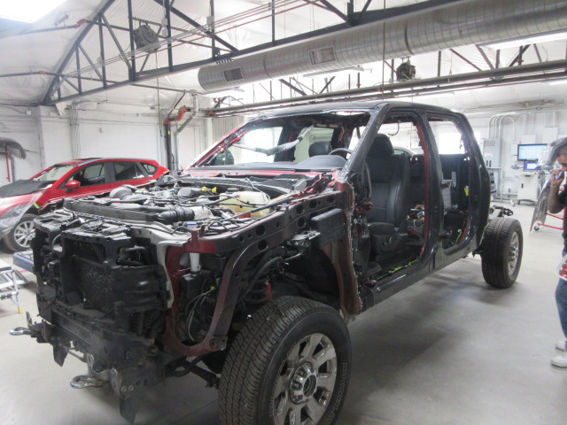 2018 Ford F350 Super duty with extensive hail damage during repairs